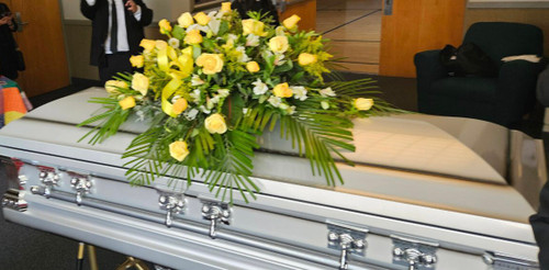 YELLOW ROSE BUSH CASKET SPRAY - ON SALE WAS $260