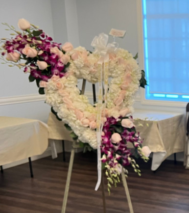 ORCHID HEART- STANDING SPRAY- - FUNERAL FLOWERS