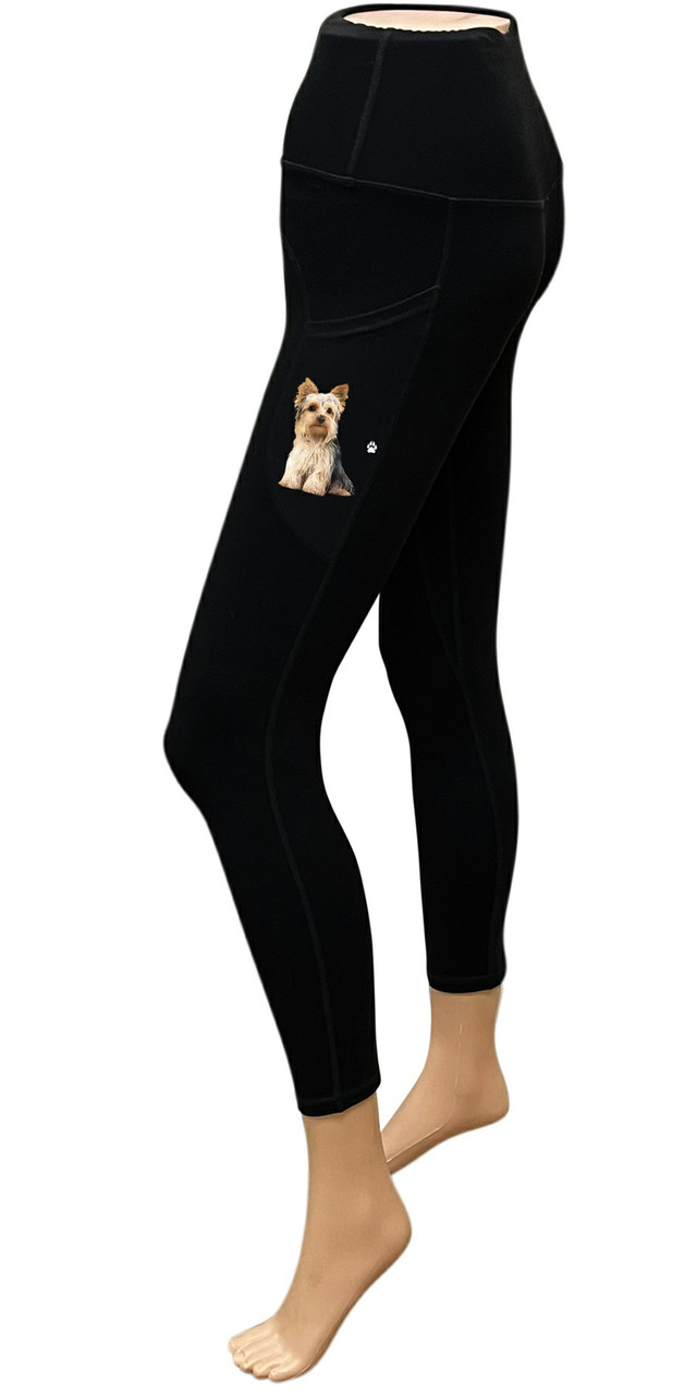 High-Rise Leggings with Pockets - Yorkshire Terrier (Yorkie) - Decadent Dogs