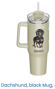 Dachshund, Black, 40oz Mug/Tumbler w/handle and straw Dachshund, Black, 40oz Mug/Tumbler w/handle and straw
