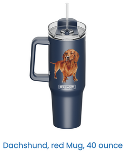 Dachshund, Red, 40oz Mug/Tumbler w/handle and straw Dachshund, Red, 40oz Mug/Tumbler w/handle and straw
