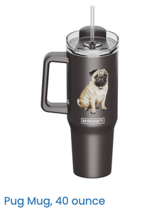 Pug 40oz Mug/Tumbler w/handle and straw Pug 40oz Mug/Tumbler w/handle and straw