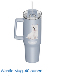 Westie 40oz Mug/Tumbler w/handle and straw