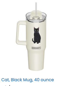 Black Cat 40oz Mug/Tumbler w/handle and straw Black Cat 40oz Mug/Tumbler w/handle and straw