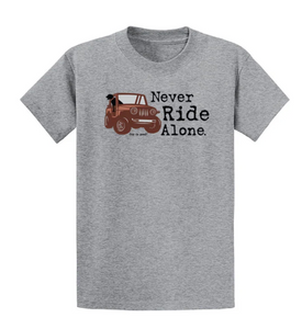 "Never Ride Alone" Grey Teeshirt 