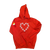 Paw Print Heart Hooded Sweatshirt in Red and White