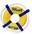 A bright Nautical Yellow, with Royal Blue Trim: 
The Fetch Ring is great for playing fetch in and out of the water!  It throws like a frisbee, and of course…  it floats!
Dogs love to play tug-of-war with the rope ring.  You’ll notice that the rope can slide freely through the loops, allowing them to tug and play without destroying the toy.  And the new solid core design is more durable than ever. 