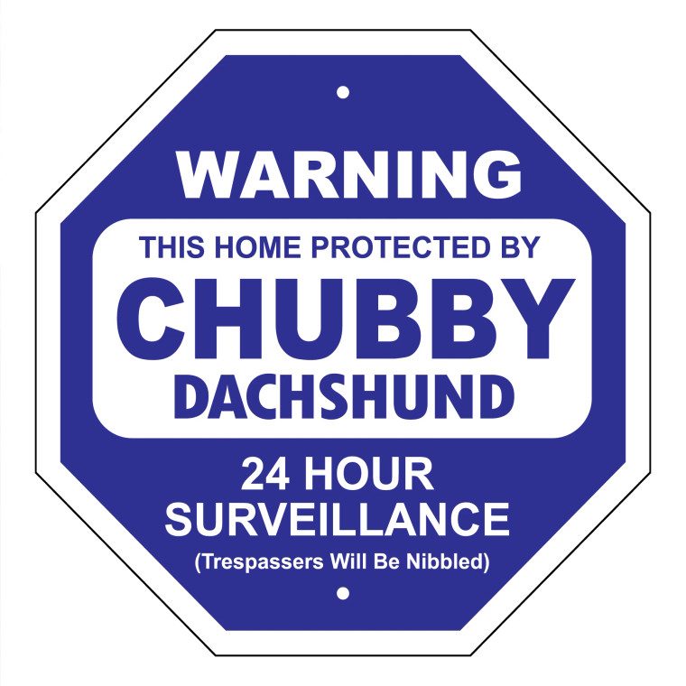 Chubby Dachshund Garden Security Sign
