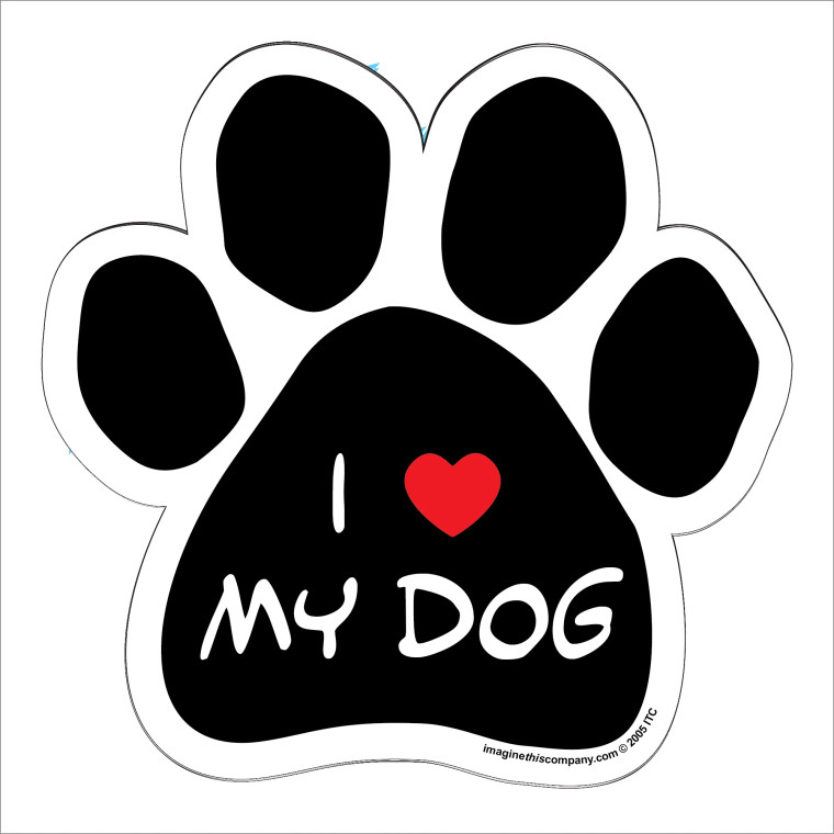 I Love My Dog - Paw Print Magnet