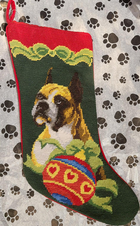 Boxer Cropped Ears Christmas Stocking