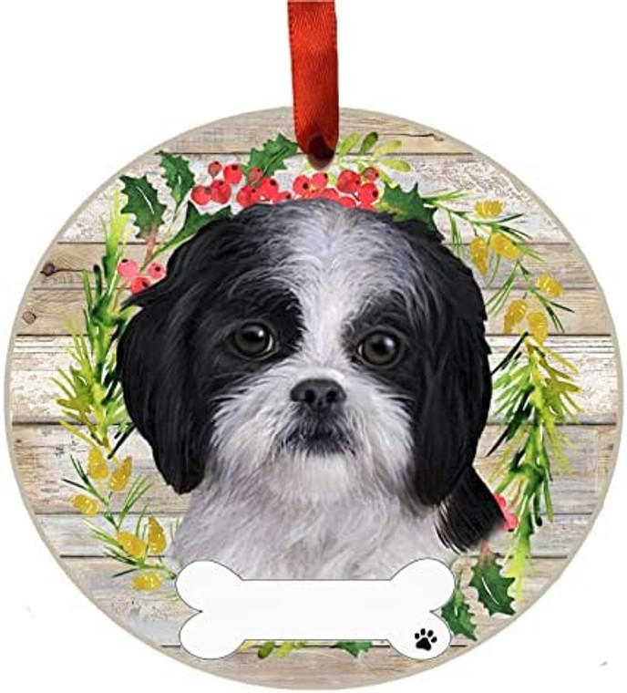 Black & White Shih Tzu Ceramic Ornament