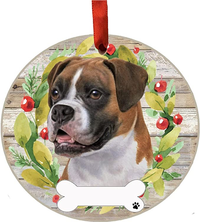 Boxer Uncropped Ceramic Ornament