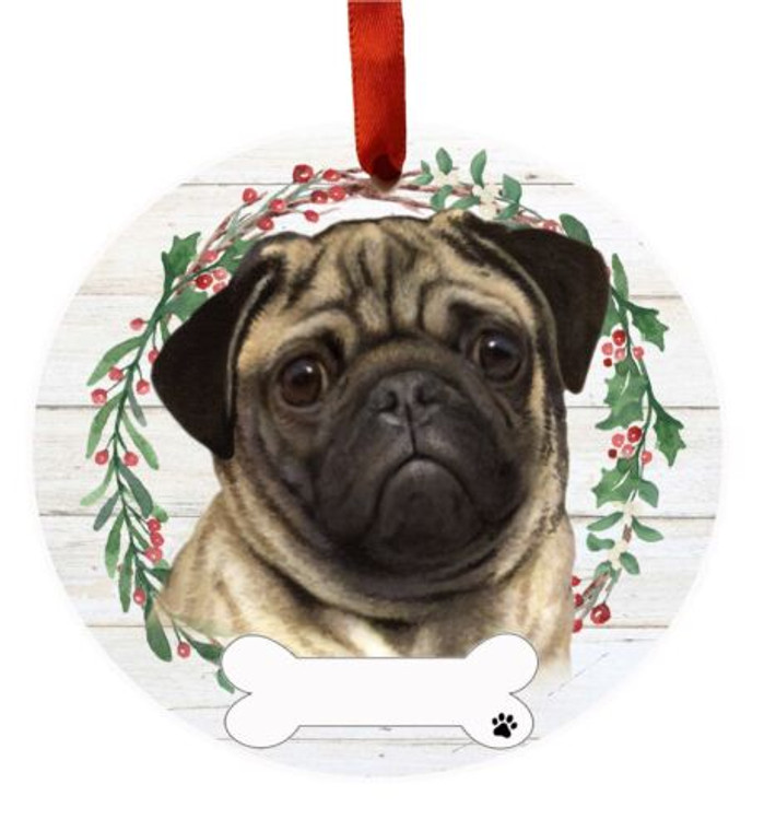 Pug Fawn Ceramic Ornament