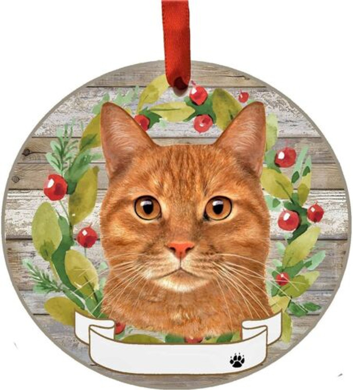 Orange Tabby Cat Ceramic Ornament