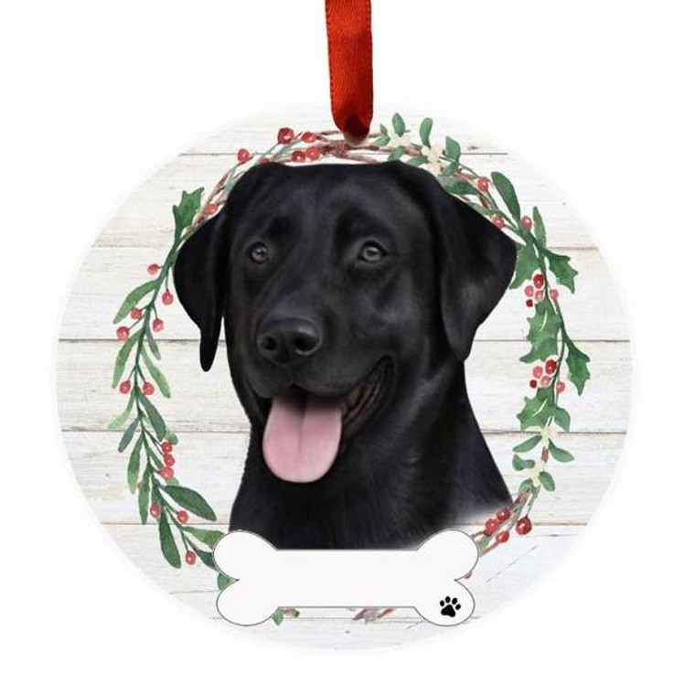 Black Labrador Head Ceramic Ornament