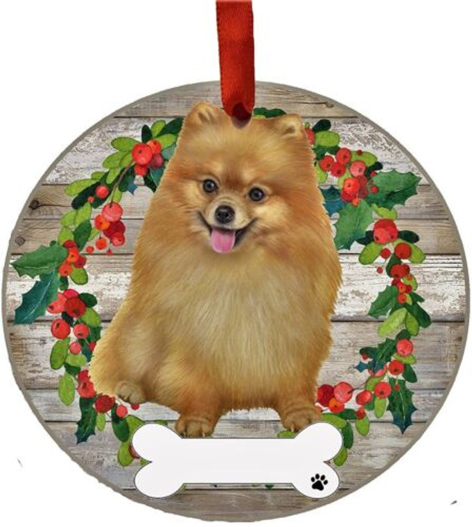 Pomeranian Sitting Ceramic Ornament 

