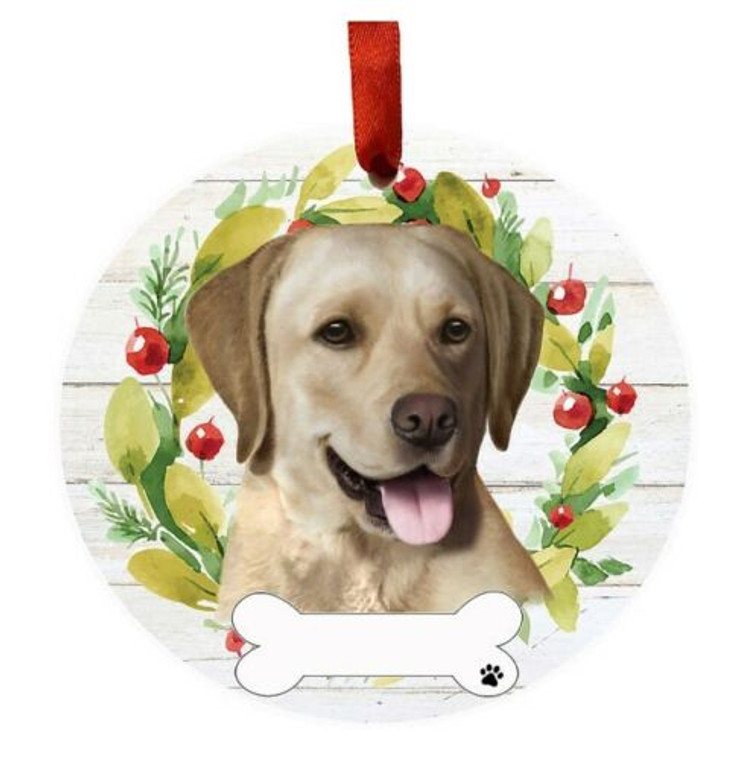 Yellow Labrador Head Ceramic Ornament

