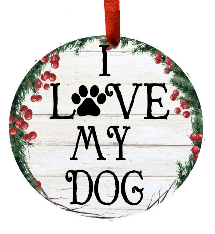 "I Love My Dog" Ceramic Ornament