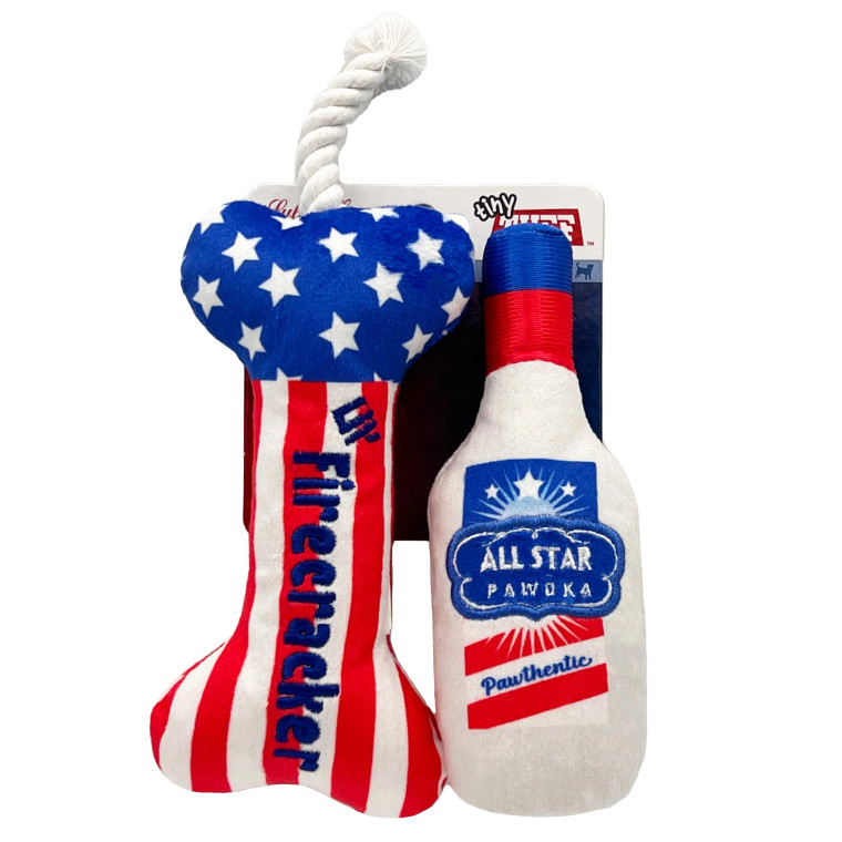 Red, White, & Booze Dog Toys 2-Pack