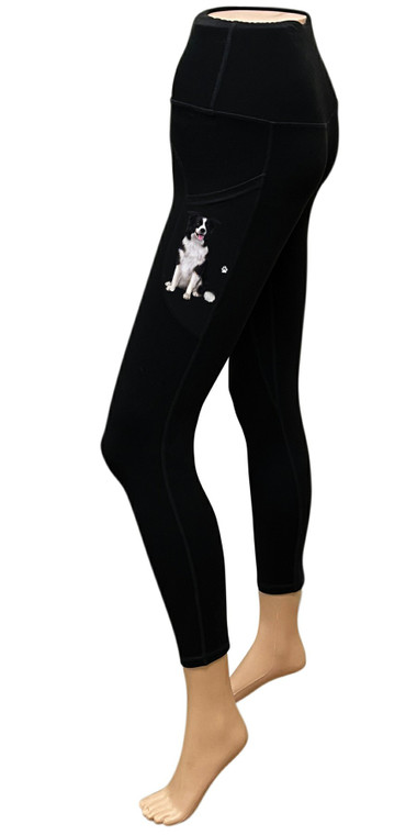 High-Rise Leggings with Pockets - Border Collie
