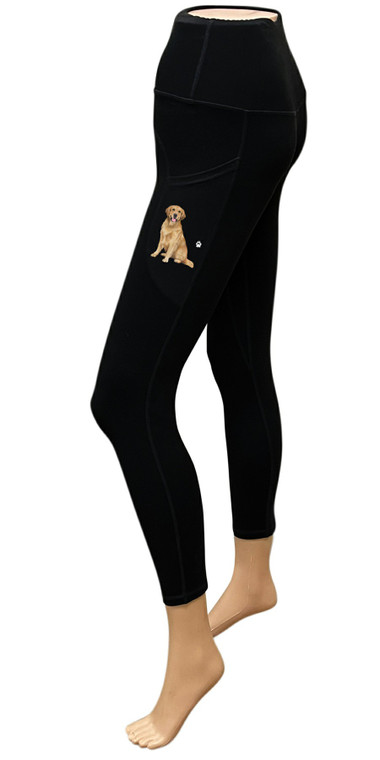 High-Rise Leggings with Pockets - Golden Retriever