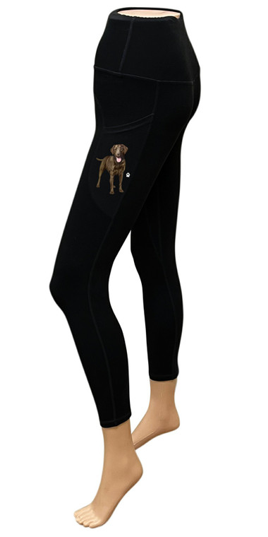 High-Rise Leggings with Pockets - Chocolate Labrador