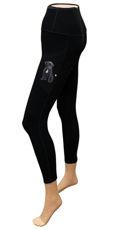 High-Rise Leggings with Pockets - Black Pug