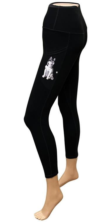 High-Rise Leggings with Pockets - Siberian Husky