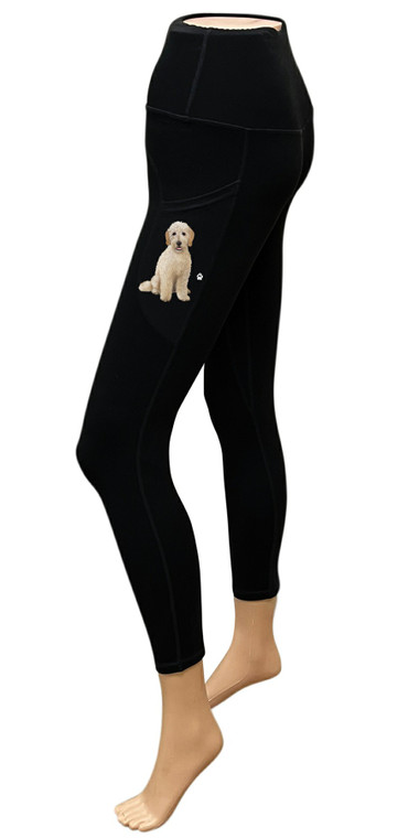 High-Rise Leggings with Pockets - Cream Goldendoodle