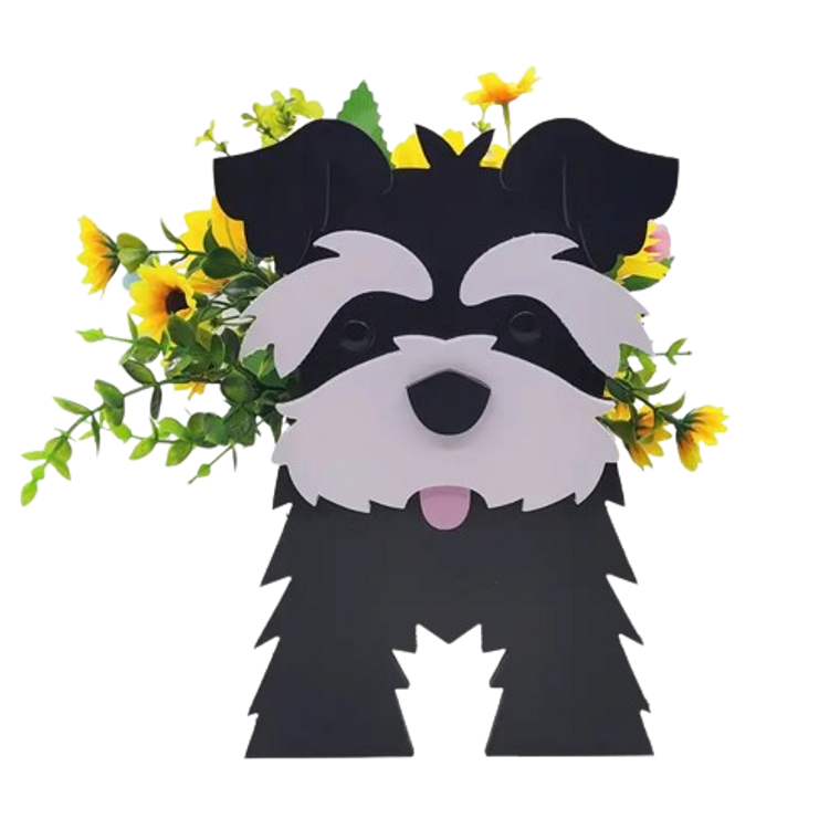 Black Schnauzer Dog Planter
