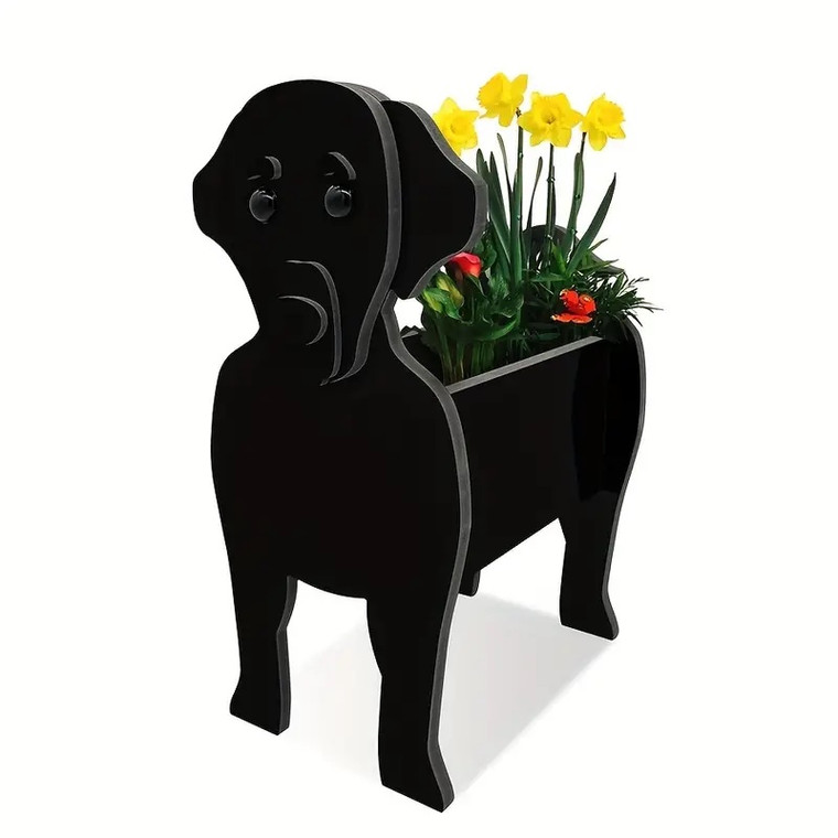 Black Labrador Dog Planter