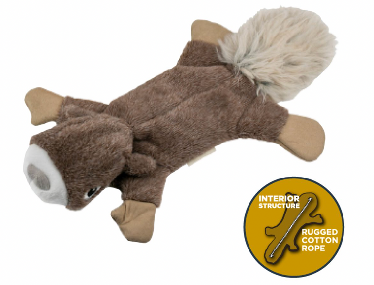 Continue the adventure indoors with Tall Tails' Stuffless Squirrel Squeaker Dog Toy! Tug, squeak, throw, repeat — this stuffless squeaker dog toy is made with you and your pup in mind. Fashioned for a floppy rope body structure for endless rounds of tug-of-war, our toys make for paw-fect no-mess fun. In addition, our squeakers are sewn into a separate pouch and stitched into the seam for extra protection.