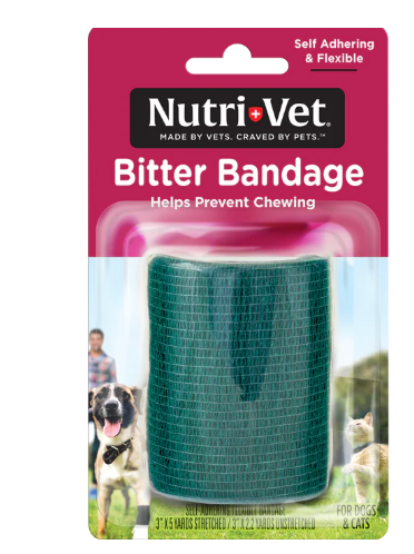 Bandage and Wrap a wound or sprain with this Bitter Bandage and prevent dogs (or cats) for chewing or licking.