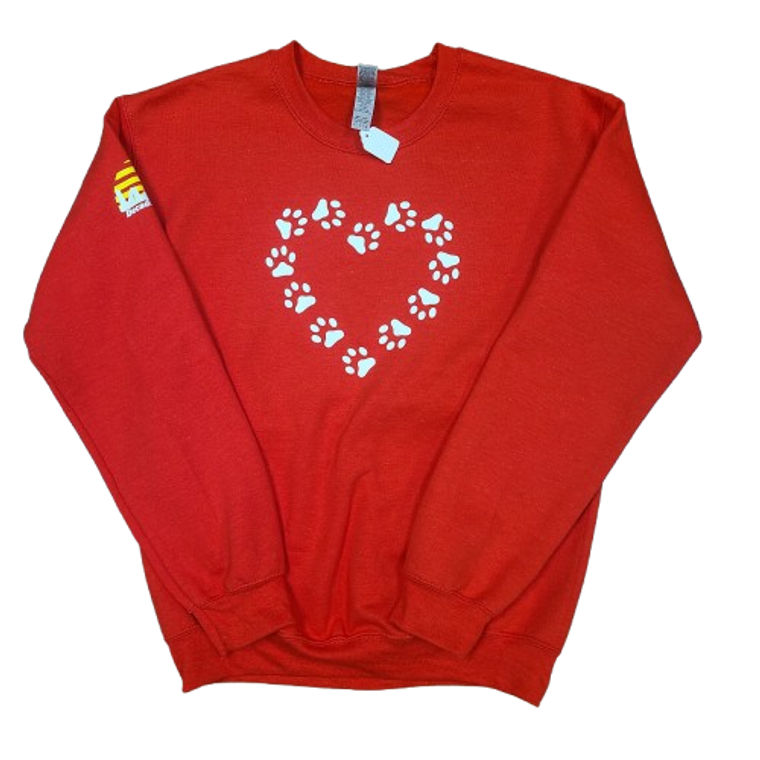 Paw Print Heart Crew Neck Sweatshirt