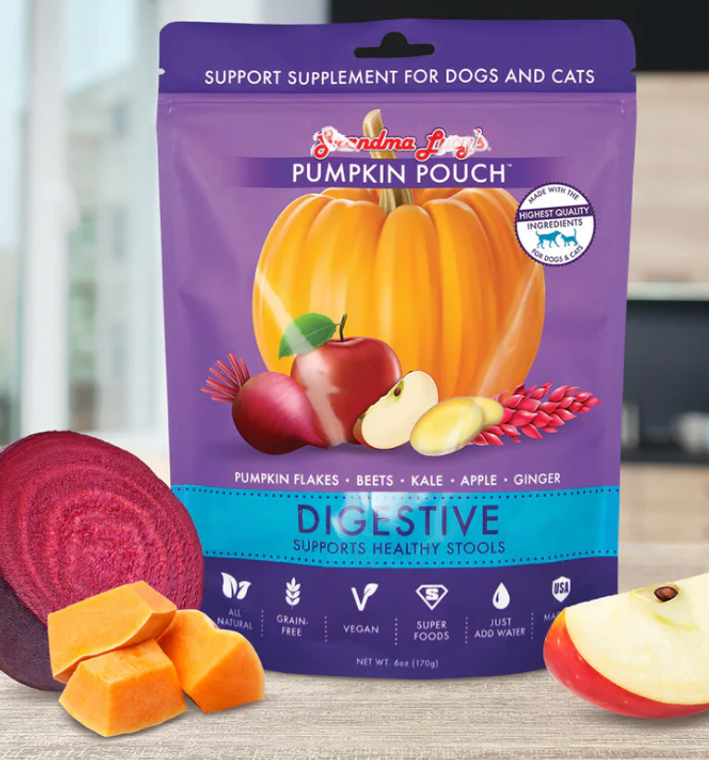 Digestive Health Pumpkin Pouch-the one that Decadent Dogs recommends most frequently