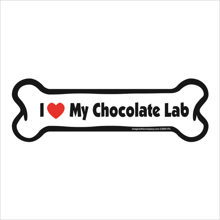 I Heart My Chocolate Lab Bone Magnet