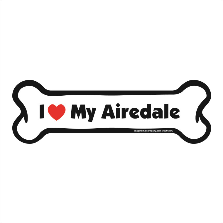 I Heart My Airedale Bone Magnet