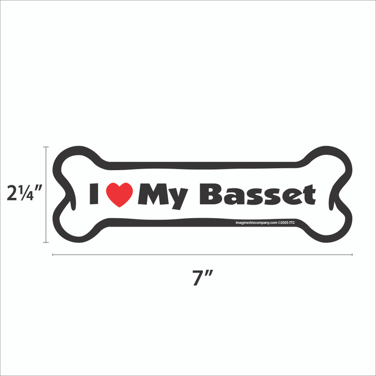 I Heart My Basset Bone Magnet