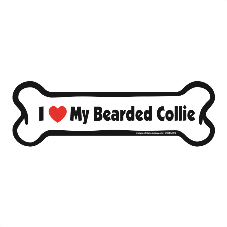 I Heart My Bearded Collie Bone Magnet