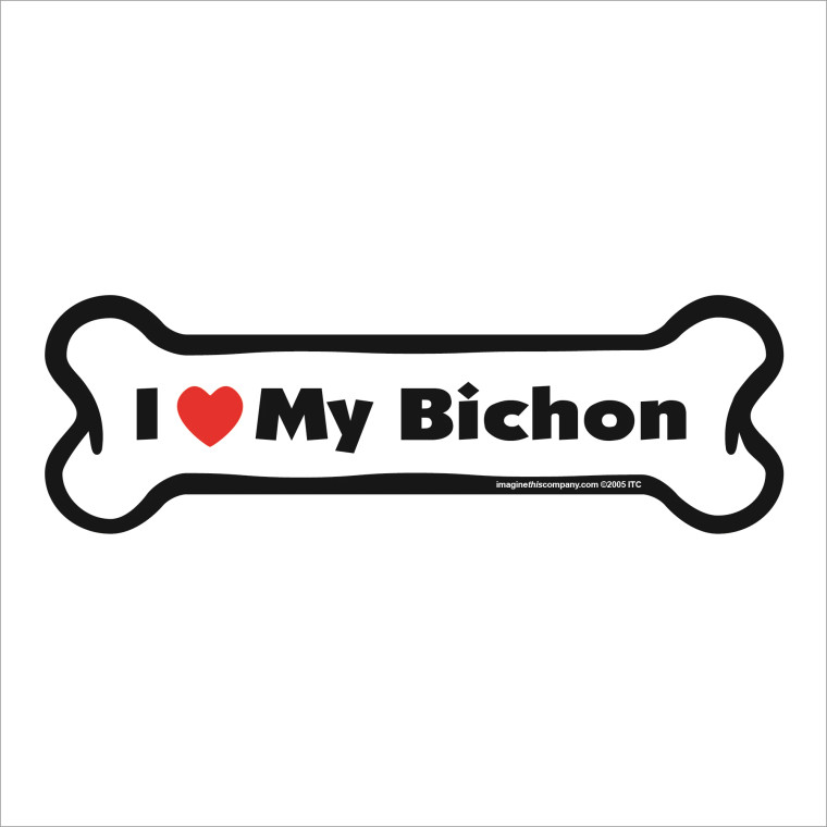 I Heart My Bichon Bone Magnet