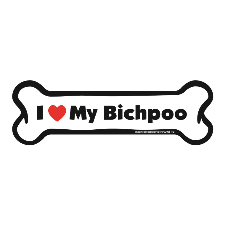 I Heart My Bichpoo Bone Magnet