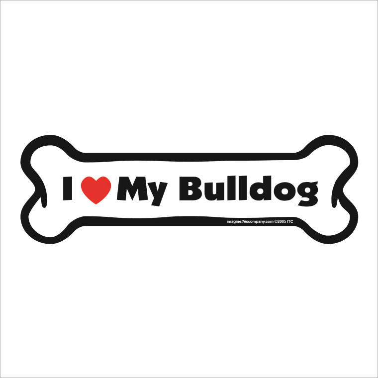 I Heart My Bulldog Bone Magnet