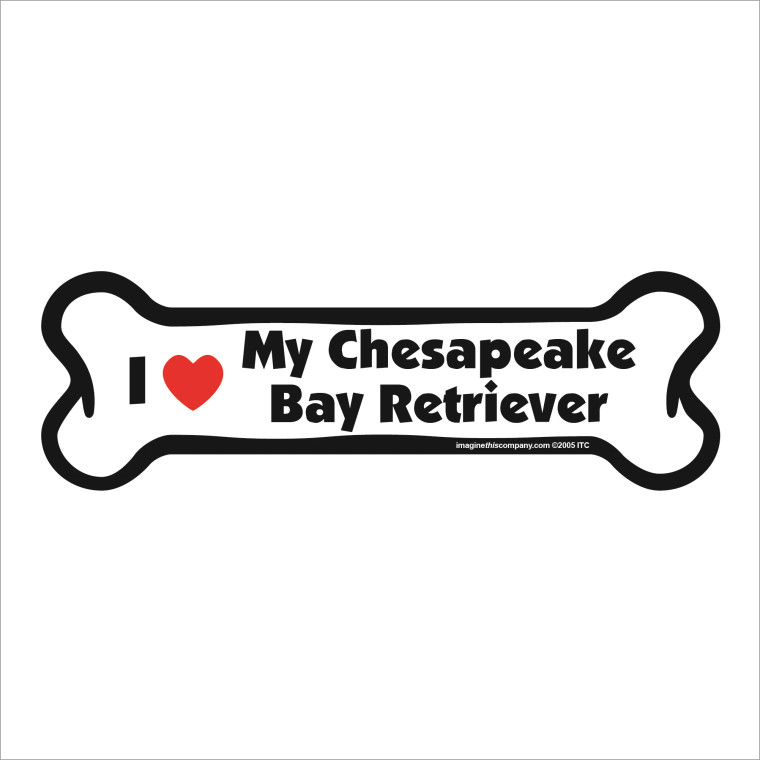 I Heart My Chesepeake Bay Retriever Bone Magnet