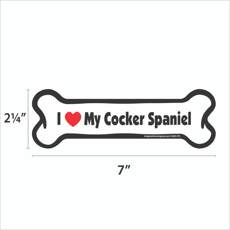 I Heart My Cocker Spaniel Bone Magnet