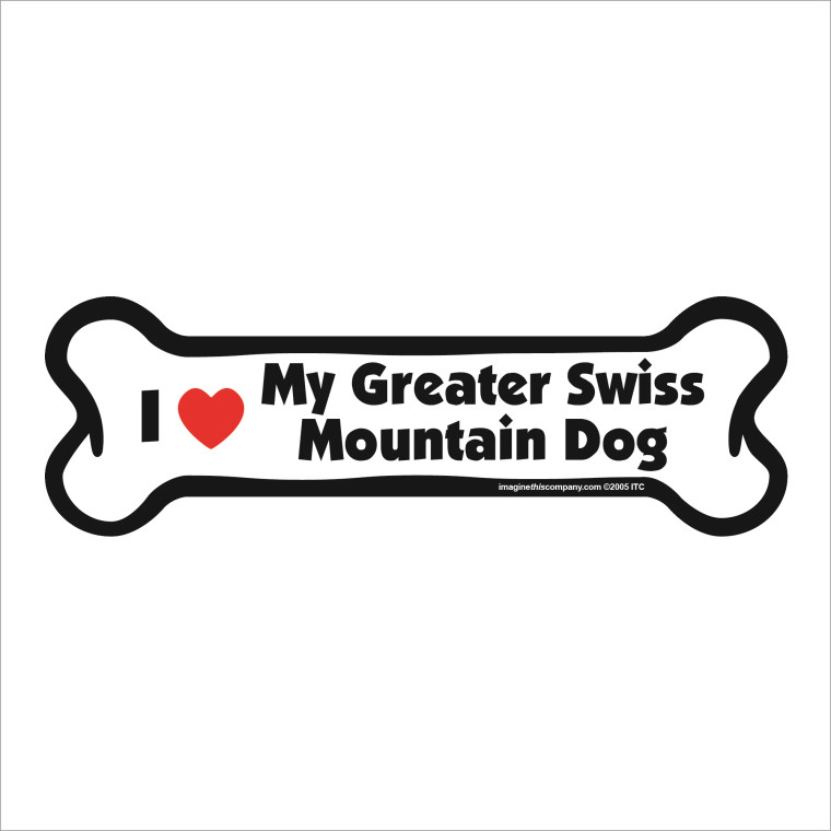 I Heart My Greater Swiss Mountain Dog Bone Magnet