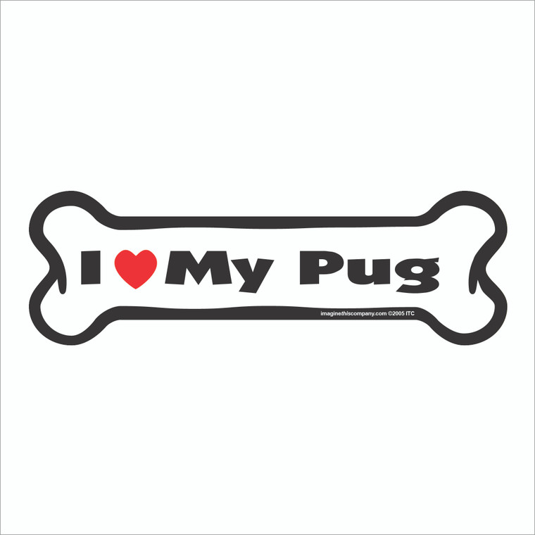 I Heart My Pug Bone Magnet