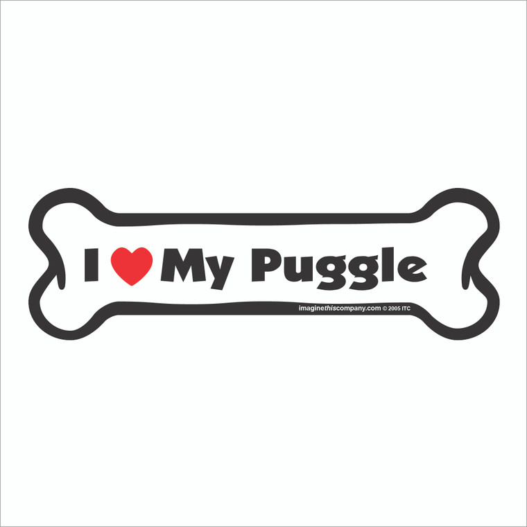 I Heart My Puggle Bone Magnet