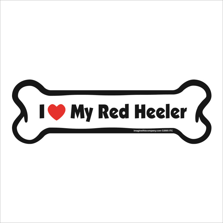 I Heart My Red Heeler Bone Magnet