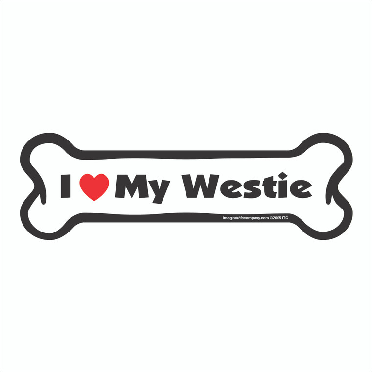 I Heart My Westie Bone Magnet