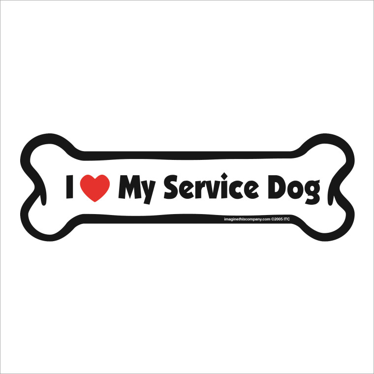 I heart my Service Dog Bone Magnet